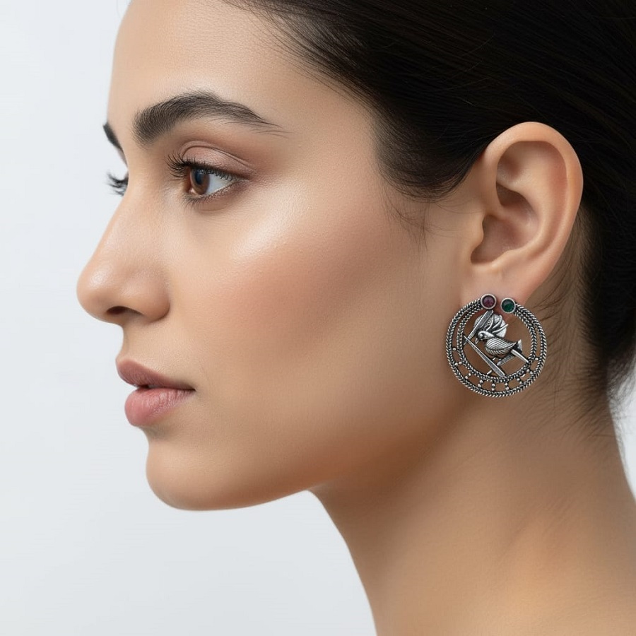 antique bird circle earrings antique bird circle earrings