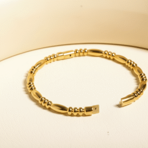 stainless steel classic plain water drop beads style open clasp bangle bracelet